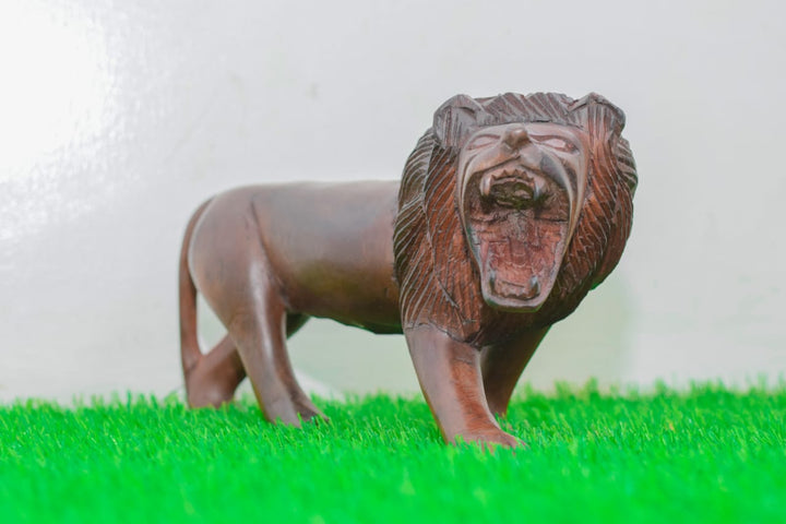 Wooden Lion Figurine