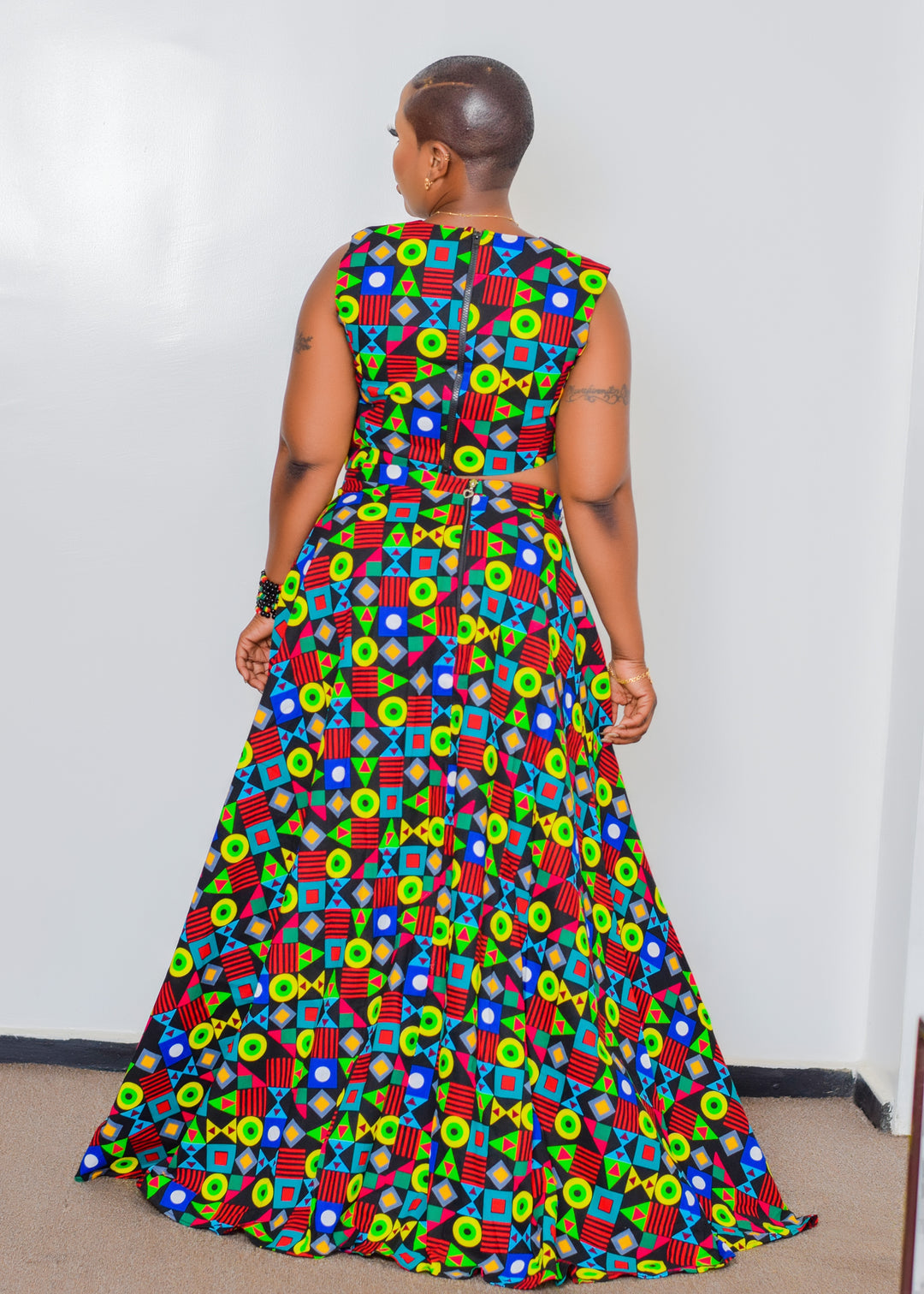 Ankara Patterned Crop Top And Skirt