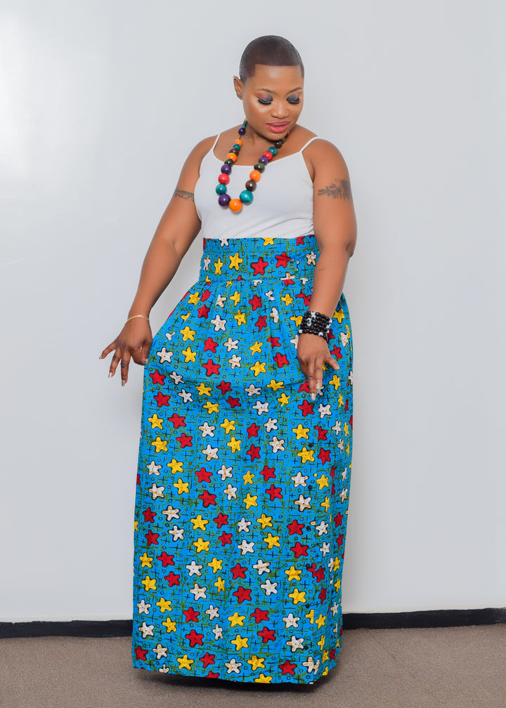 Ankara Patterned Skirt With Slit