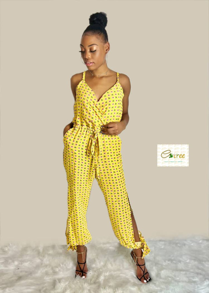 Floral split jumpsuit