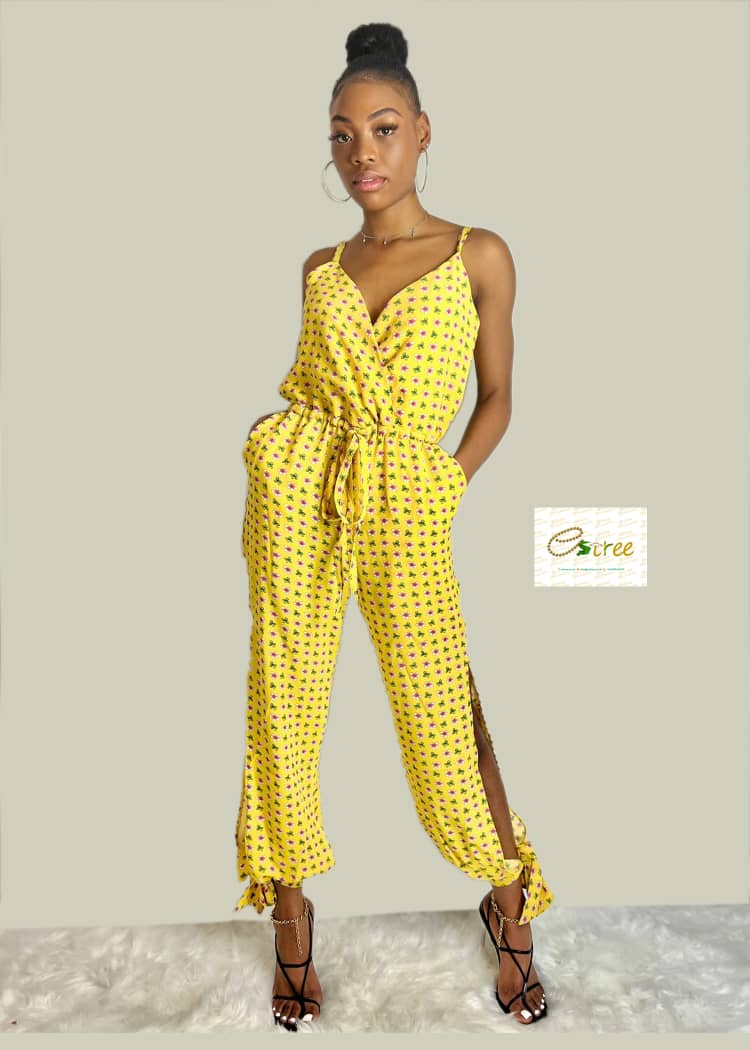 Floral split jumpsuit