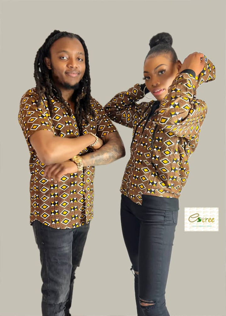 ANKARA SHIRT WITH MATCHING HOODIE