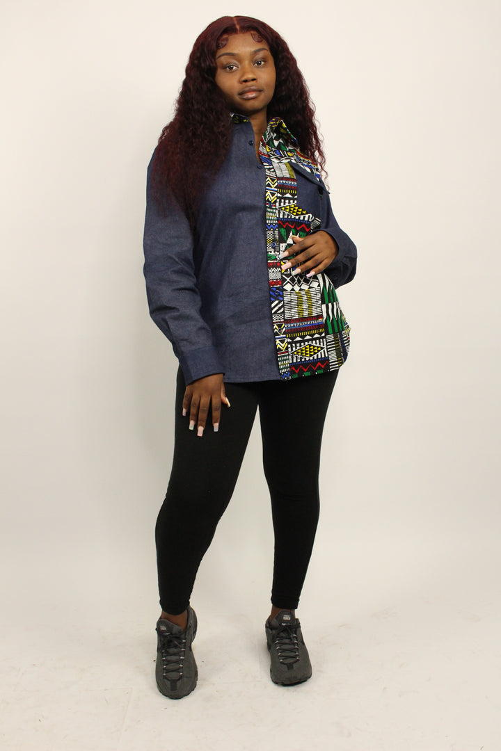 Unisex Afrocentric Denim Shirt - Jolade