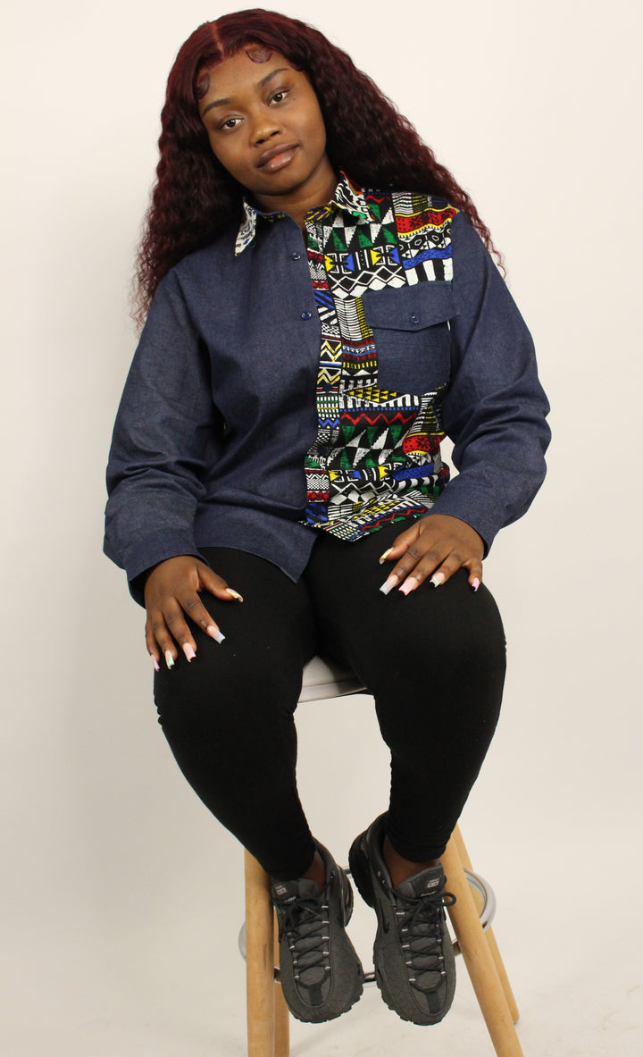 Unisex Afrocentric Denim Shirt - Jolade