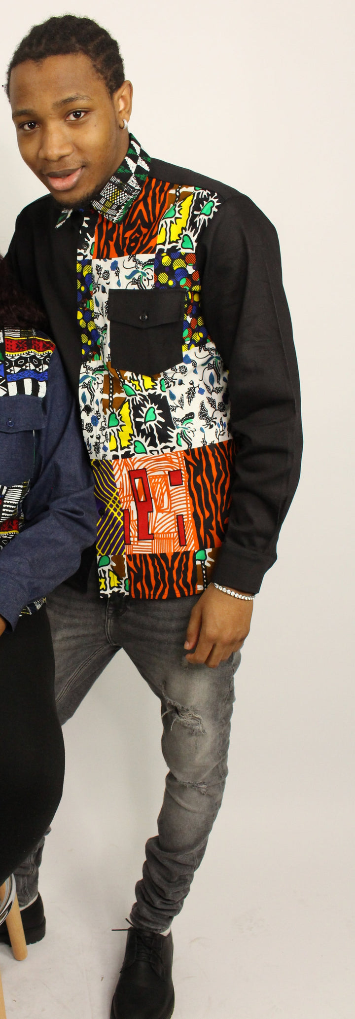 Unisex Afrocentric Denim Shirt - Jonathan