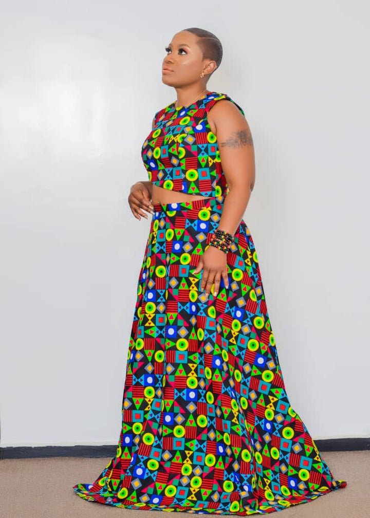 Ankara Patterned Crop Top And Skirt