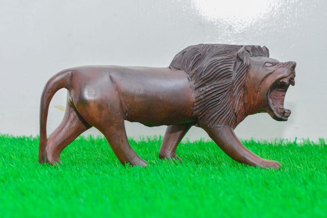 Wooden Lion Figurine